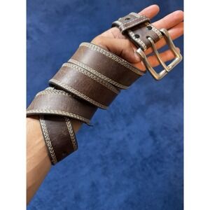 Cavenders Western Cowboy Leather Belt Heavy Duty Top Grain Men Sz 38 Brown